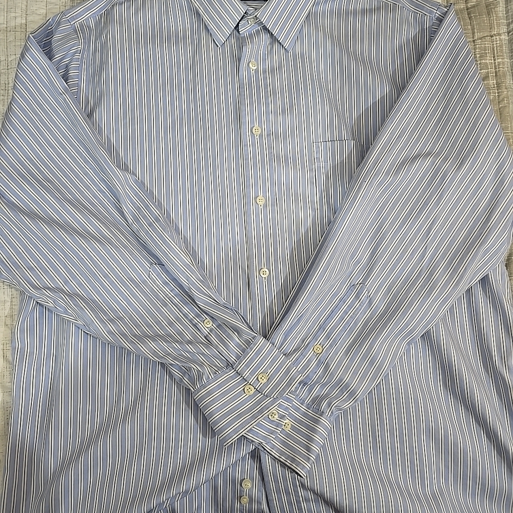 Chaps Sz 17.5 Blue Striped Men's Shirt